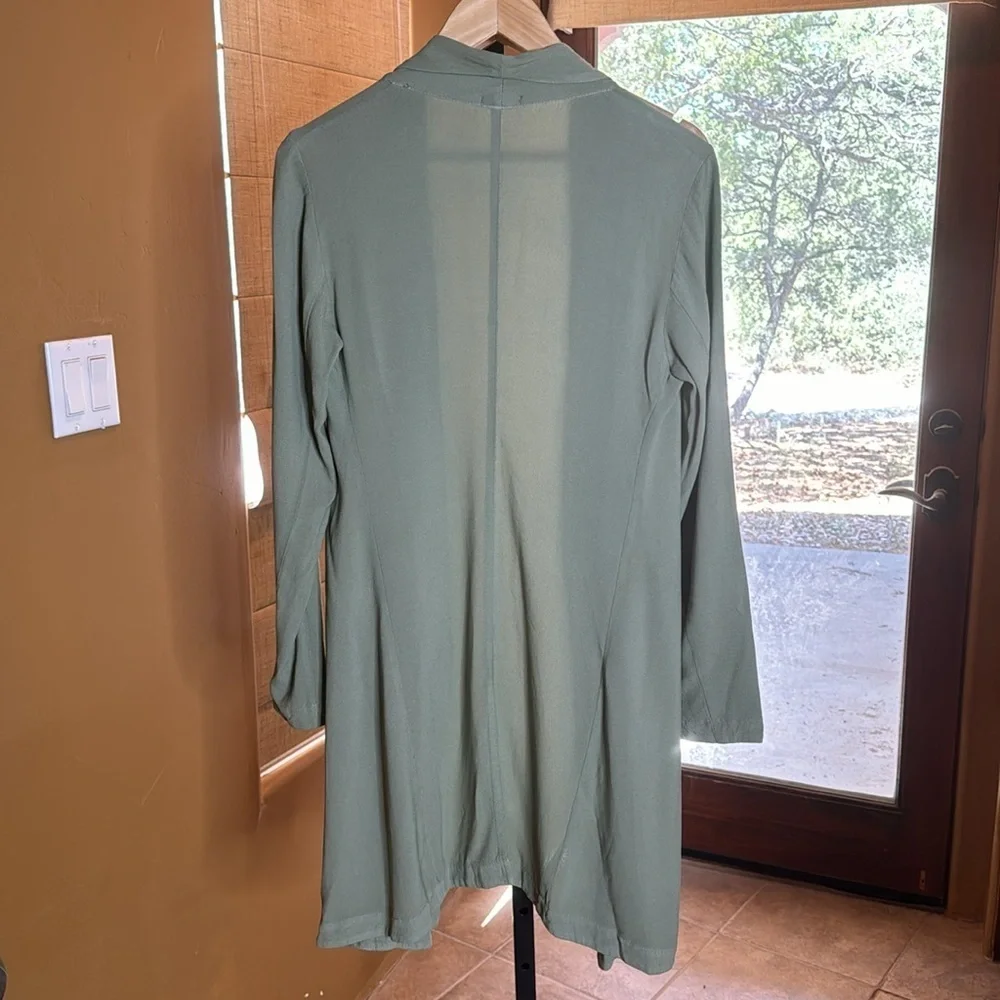 Transit Par Such Sage Green Long Open Front Cardigan Size 2